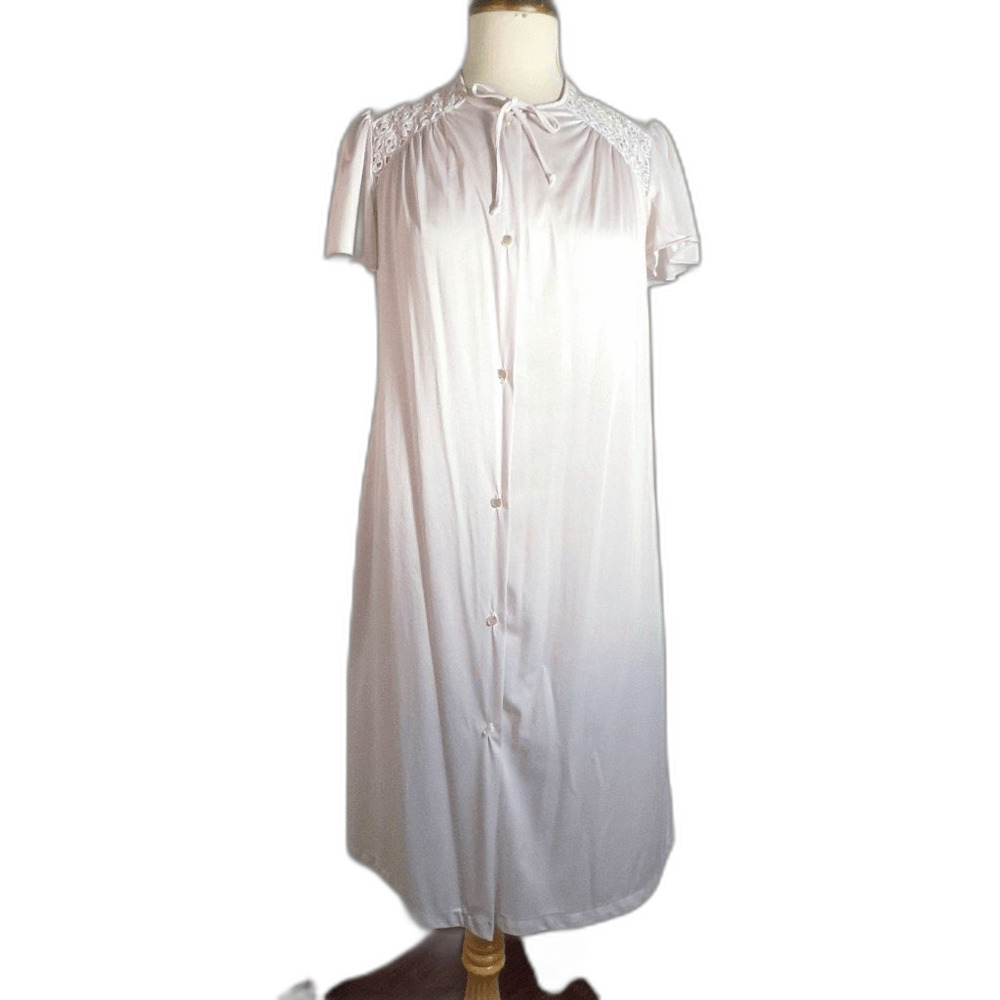 Vintage Nightgown Size M 80's Pale Lavender Midi Sleepwear English Garden